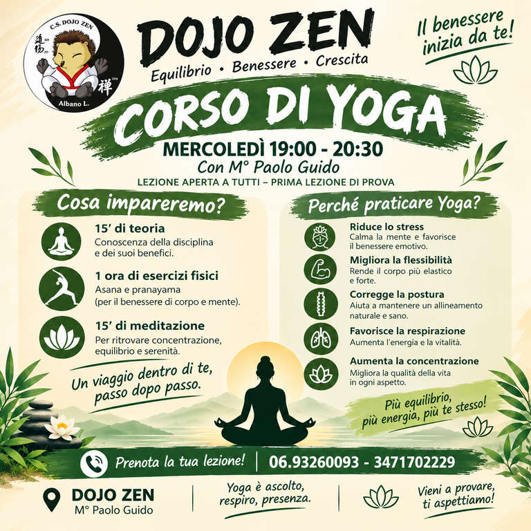 Corso di Yoga: tutti i mercoledì dalle 19:00 alle 20:30